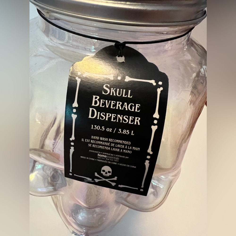 NEW Bone Chilled Skull Iridescent Glass Beverage Dispenser 3.8L - Picture 5 of 6